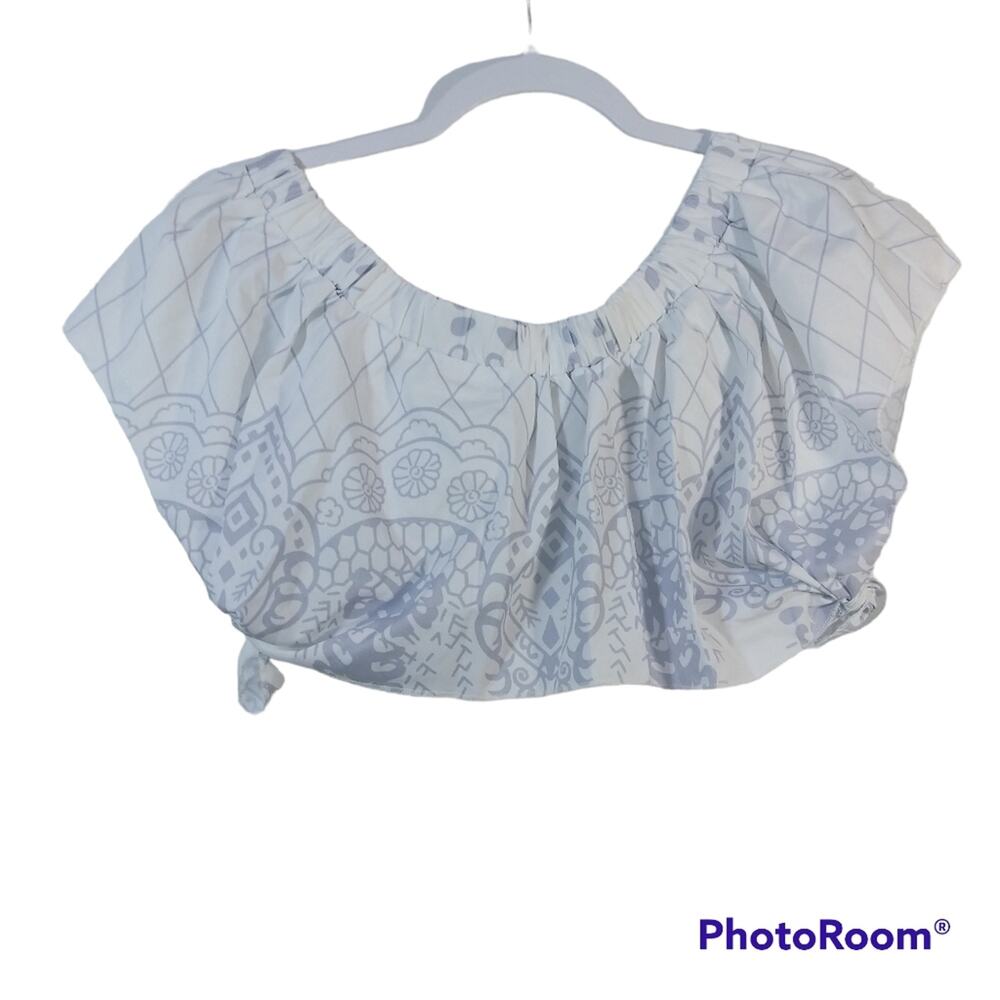 Yoins White Purple Off Shoulder Crop Top Size Small